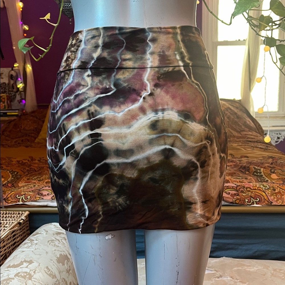 Katya Moon Dyes boho hippie tie dye geode bodycon mini skirt - Picture 2 of 5
